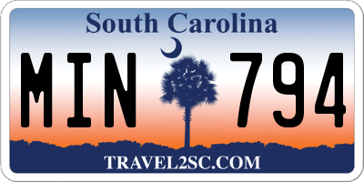 SC license plate MIN794