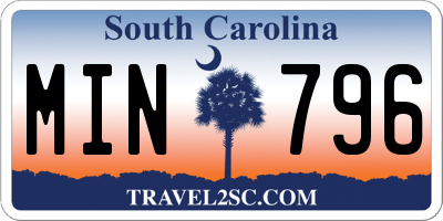 SC license plate MIN796