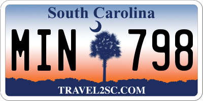 SC license plate MIN798