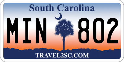 SC license plate MIN802