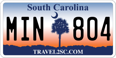 SC license plate MIN804
