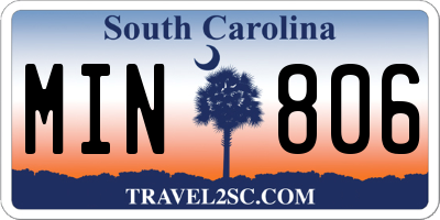 SC license plate MIN806
