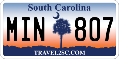 SC license plate MIN807
