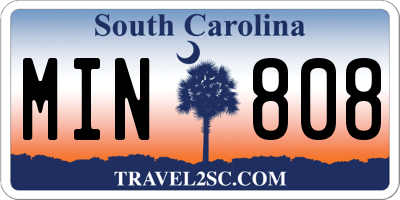 SC license plate MIN808