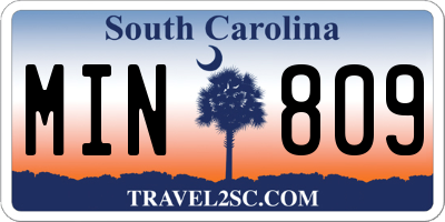 SC license plate MIN809
