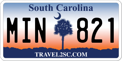SC license plate MIN821