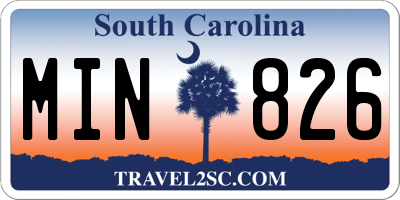 SC license plate MIN826