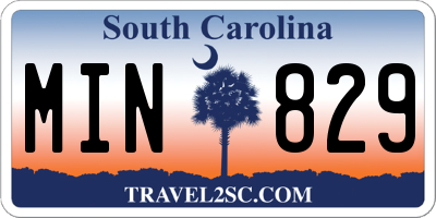 SC license plate MIN829