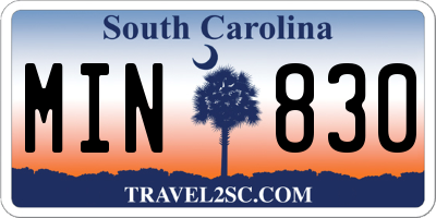 SC license plate MIN830