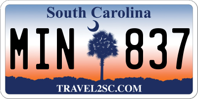 SC license plate MIN837