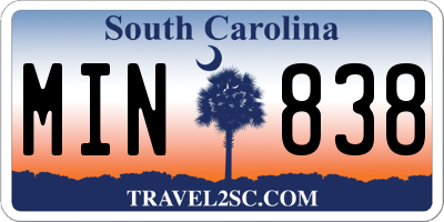 SC license plate MIN838