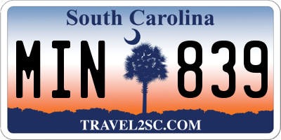 SC license plate MIN839