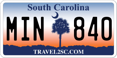 SC license plate MIN840