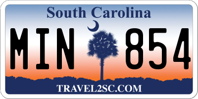 SC license plate MIN854