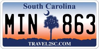SC license plate MIN863