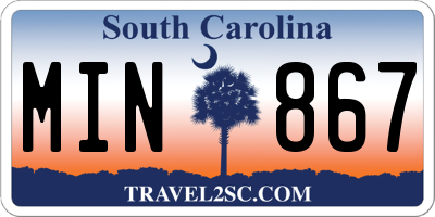 SC license plate MIN867
