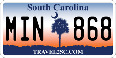 SC license plate MIN868