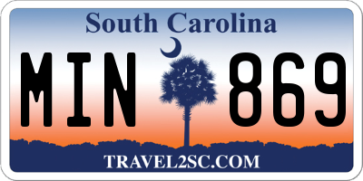 SC license plate MIN869