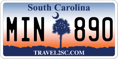 SC license plate MIN890