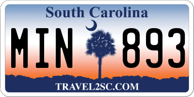 SC license plate MIN893
