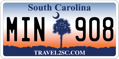SC license plate MIN908