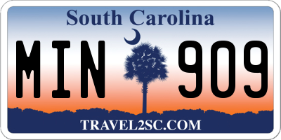 SC license plate MIN909