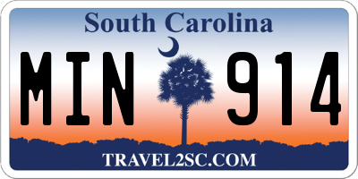 SC license plate MIN914