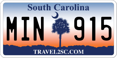 SC license plate MIN915