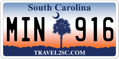 SC license plate MIN916