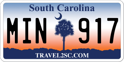 SC license plate MIN917