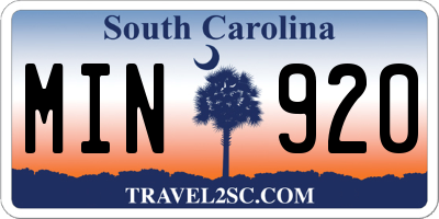 SC license plate MIN920