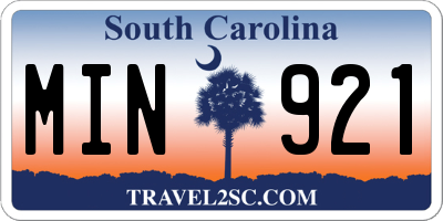 SC license plate MIN921
