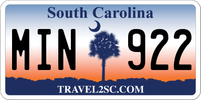 SC license plate MIN922