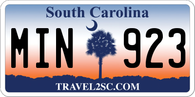 SC license plate MIN923