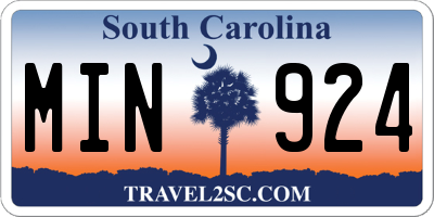SC license plate MIN924