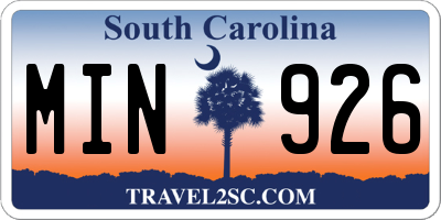 SC license plate MIN926