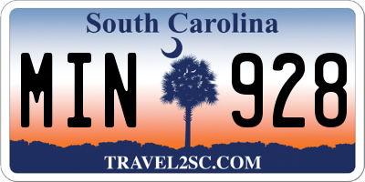 SC license plate MIN928