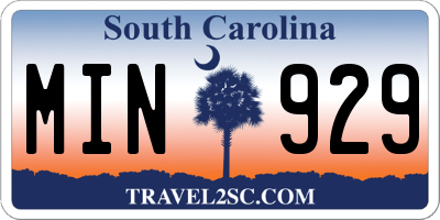 SC license plate MIN929