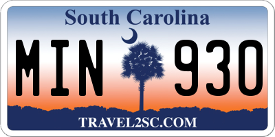 SC license plate MIN930