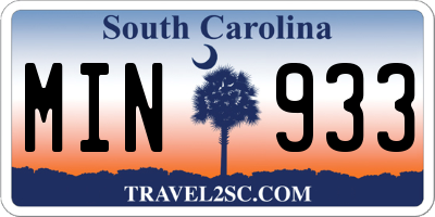 SC license plate MIN933