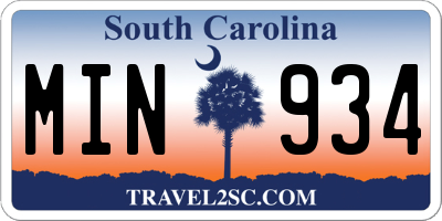 SC license plate MIN934