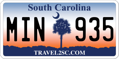 SC license plate MIN935