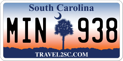 SC license plate MIN938