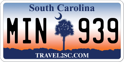 SC license plate MIN939