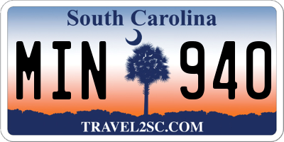 SC license plate MIN940