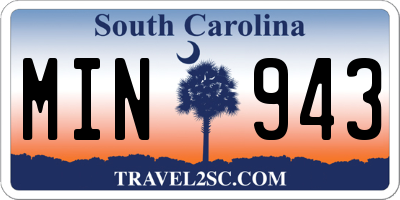 SC license plate MIN943