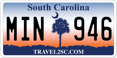 SC license plate MIN946