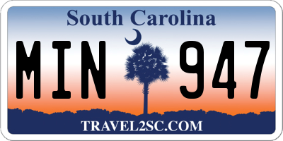 SC license plate MIN947