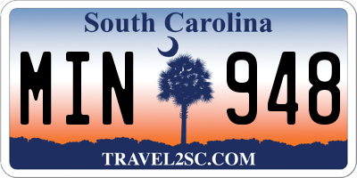 SC license plate MIN948