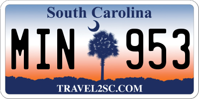 SC license plate MIN953
